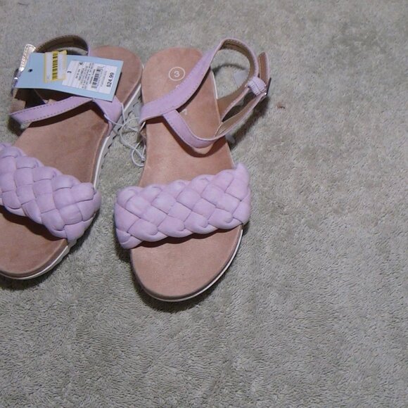 Cat & Jack Amelia Purple Braided Top Strap Footbed Sandals -- Big Girls' Size 3 - Picture 5 of 14